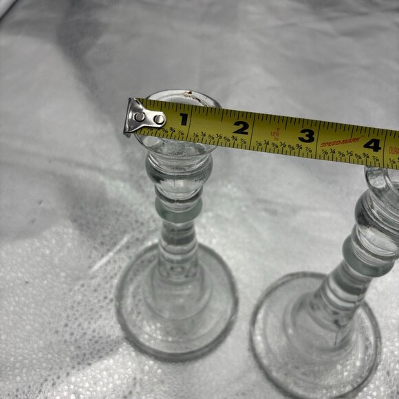 Vintage Candlestick Holders Clear Glass 8” Set Of 2 Romantic Date Night Wedding - Picture 7 of 13